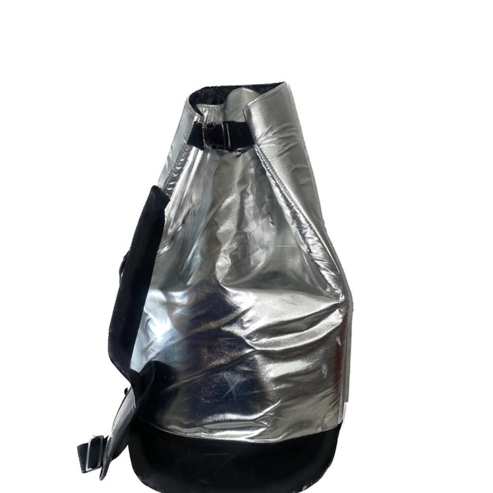Paco Rabanne Metallic Silver Cinch Bag / Drawstring Backpack - Gym/Travel